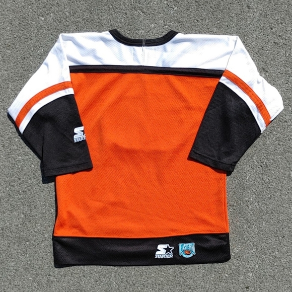 Vtg 90s Starter NHL Philadelphia Flyers Youth Kids Long Sleeve Mesh Hockey Jerse - Picture 2 of 10